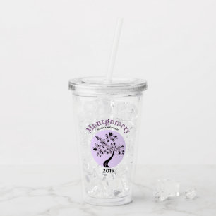 Verre En Acrylique Œuvre d'art d'arbre violet tendance pour réunion d