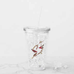 Verre En Acrylique Oiseaux rouges pourpres d'Audubon sur l'arbre à co
