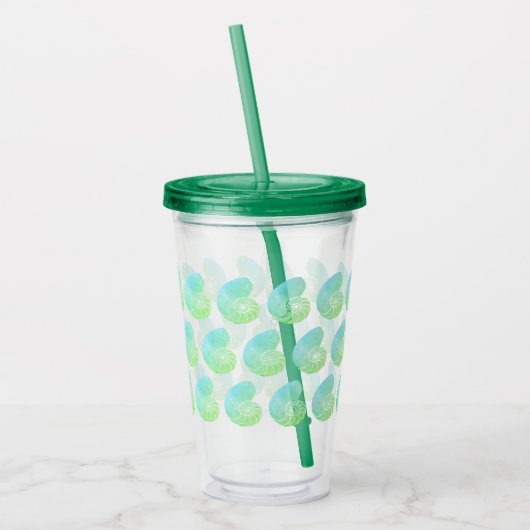 Verre En Acrylique Ombre Green Nautilus Tumbler - couvercle vert fonc (Gauche)