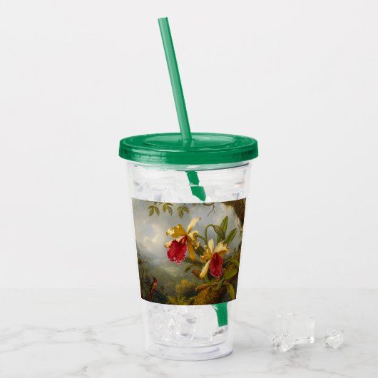 Verre En Acrylique Orchidées et colibri Heade (Devant glace)