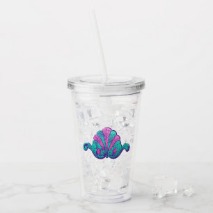 Verre En Acrylique Ornement de trésor de sirène sarcelle et violet