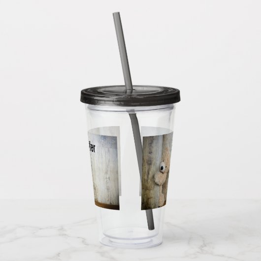 Verre En Acrylique Ours Cute Stuffé Mur Rustique En Bois (Gauche)