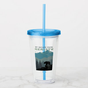 Verre En Acrylique Ours Wildlife Mountains S'Échappent De La Réalité