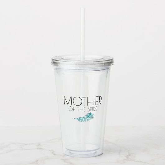 Verre En Acrylique Palm Tropical Feuille Mariage Bachlorette Party (Devant)