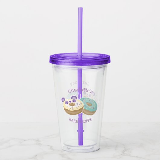Verre En Acrylique Panda Donut Bakery violet et vert (Devant)