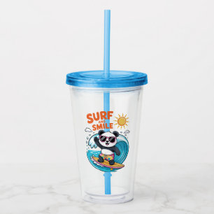 Verre En Acrylique Panda Surf Sourire Enfant Été
