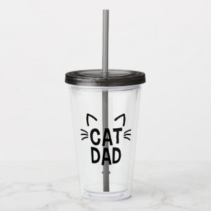 Verre En Acrylique Papa Chat Avec Oreilles Et Whiskers