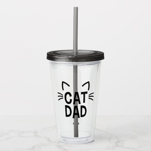 Verre En Acrylique Papa Chat Avec Oreilles Et Whiskers (Devant)
