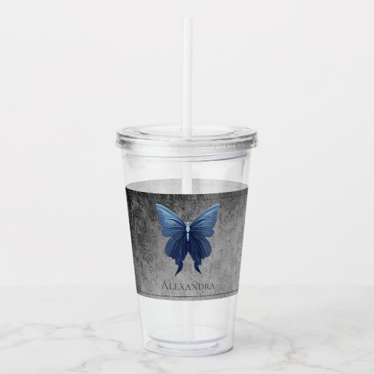 Verre En Acrylique Papillon à bijoux bleu (Devant)