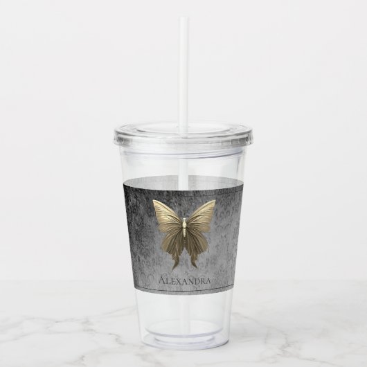 Verre En Acrylique Papillon à bijoux en or (Devant)