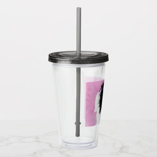 Verre En Acrylique Papillon (blanc et noir) Peinture - Chien Art (Droite)