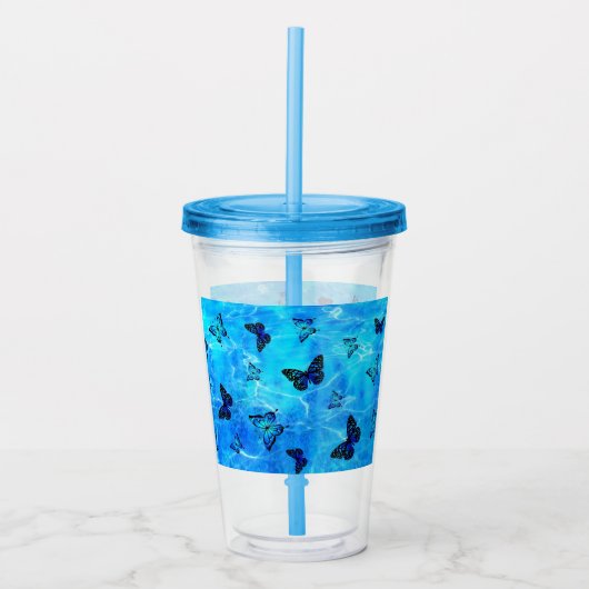 Verre En Acrylique Papillon bleu (Devant)