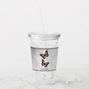 Verre En Acrylique Papillon en cuivre Floral Personnalisé