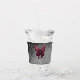 Verre En Acrylique Papillon rouge à bijoux