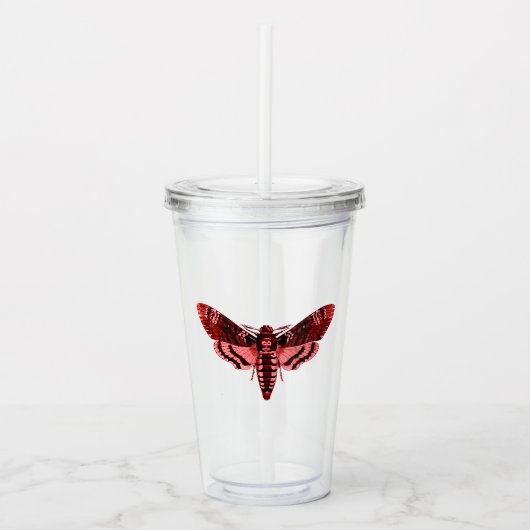 Verre En Acrylique Papillon Rouge Cramoisi (Devant)