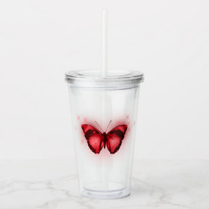 Verre En Acrylique Papillon rouge Iridescente