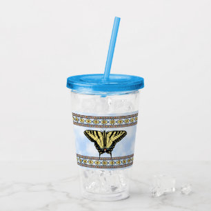 Verre En Acrylique Papillon Swallowtail Jaune Sud-Ouest Ciel Bleu