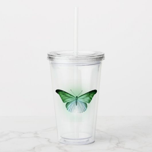 Verre En Acrylique Papillon vert Iridescente (Devant)