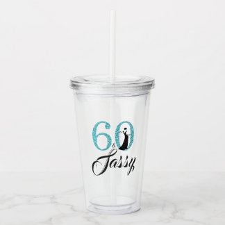 Verre En Acrylique Parties scintillant Bleue Clair Soixante Sassy 60e