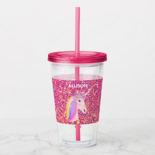Verre En Acrylique Parties scintillant rose cuite Imaginaire Unicorn
