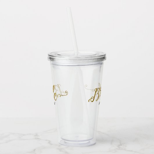 Verre En Acrylique Parties scintillantes personnalisées d'or de jeune (Gauche)