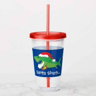 Verre En Acrylique Paruline acrylique de Noël 16 oz Père Noël Shark