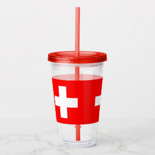 Verre En Acrylique Paruline patriotique avec drapeau de la Suisse