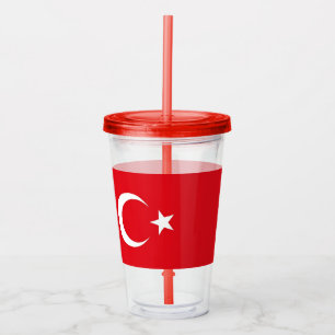Verre En Acrylique Paruline patriotique avec drapeau de la Turquie