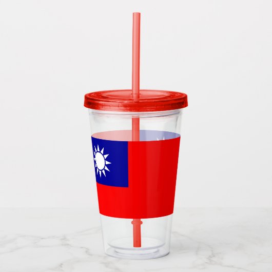 Verre En Acrylique Paruline patriotique avec drapeau de Taiwan (Devant)