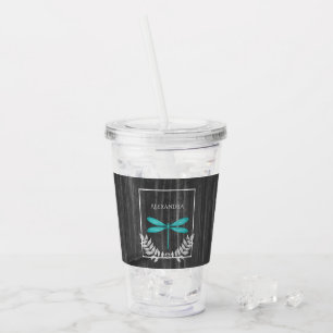 Verre En Acrylique Paruline turquoise Dragonfly Rustique personnalisé