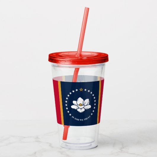 Verre En Acrylique Patriotic Acrylic Tumbler with flag of Mississippi (Dos)