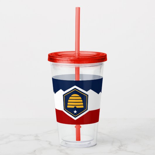 Verre En Acrylique Patriotic Acrylic Tumbler with flag of Utah, USA (Devant)
