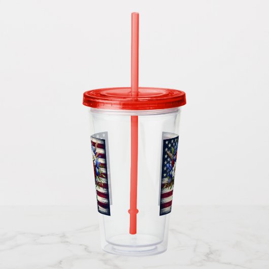 Verre En Acrylique Patriotique, floral en détresse (Droite)