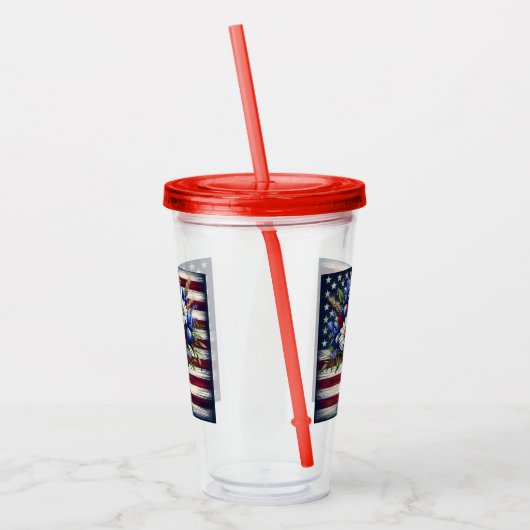 Verre En Acrylique Patriotique, floral en détresse (Gauche)