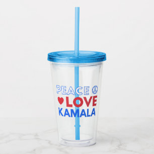 Verre En Acrylique Peace Love Kamala I - Kamala Harris Pour Président