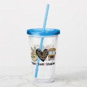 Verre En Acrylique Peace, Love, School Bus (Dos)