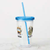 Verre En Acrylique Peace, Love, School Bus (Gauche)