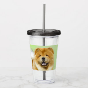 Verre En Acrylique Peinture Chow Chow - Joli art original chien