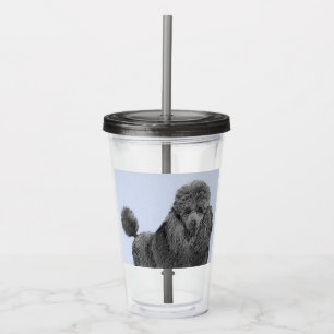 Verre En Acrylique Peinture de caniche Miniature Jouet noir Art origi