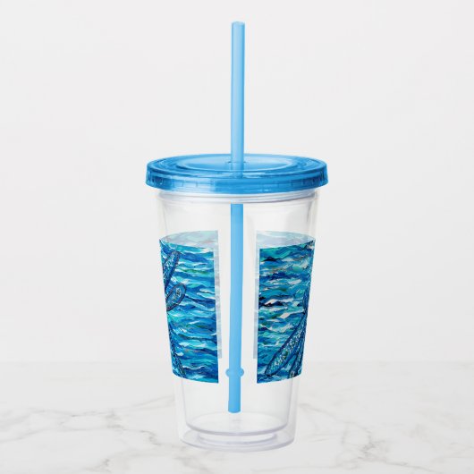 Verre En Acrylique Peinture de libellules bleues (Droite)