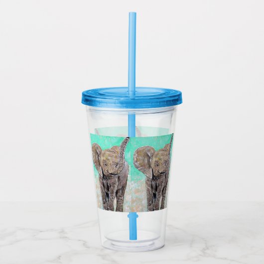 Verre En Acrylique Peinture d'éléphant bébé (Devant)