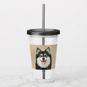 Verre En Acrylique Peinture Lapphund Finlandaise - Joli art original