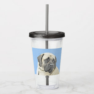 Verre En Acrylique Peinture Mastiff (Fawn) anglaise - Art Chien origi