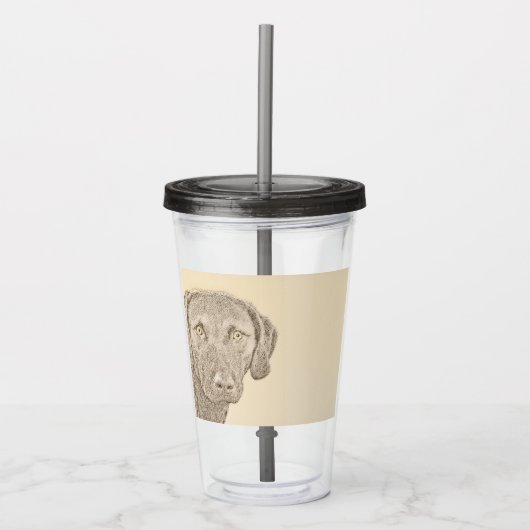 Verre En Acrylique Peinture originale de chien par Retriever de Chesa (Devant)