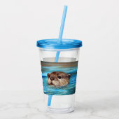 Verre En Acrylique Peinture sur la loutre de rivière (Dos)