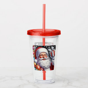 Verre En Acrylique Père Noël classique avec cadeau et ornements