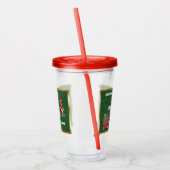 Verre En Acrylique Père Noël Riding Candy Train Lettres Vert Or (Gauche)