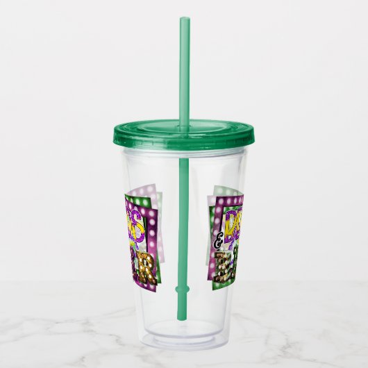 Verre En Acrylique Perles et ours Mardi Gras Purple Green (Droite)