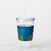 Verre En Acrylique Perroquets oiseaux bleu feuille fête d'été (Gauche)