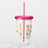 Verre En Acrylique Personalized Blue Folk Floral Nordic Custom (Droite)